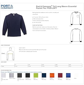 Port & Company Long Sleeve Essential Pocket Tee-PC61LSP-S